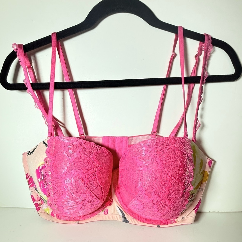 Cacique Pink Floral Lace Bra